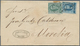 00607 Mexiko: 1867, 1 R. Blue And 2 R. Green On Grey Blue Paper On Folded Envelope From Mexico City To Mor - Messico