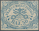 00707 Italien - Altitalienische Staaten: Kirchenstaat: 1852: 50 Baj. Blue Bajocchi, Mint With Partial Gum, - Papal States