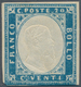 00843 Italien - Altitalienische Staaten: Sardinien: 1855, 20 Cents Cobalt, MNH, Has The Lower Left Corner - Sardegna