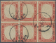00852 Italien - Altitalienische Staaten: Sardinien: 1857, 40 Cents. Red Scarlet, Block Of Six, Cancelled " - Sardinia