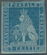 00883 Italien - Altitalienische Staaten: Toscana: 1851, 2 Crazie, Light Blue On Grey Paper, Mint With Gum; - Toskana