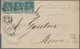 00909 Italien - Altitalienische Staaten: Toscana: 1857, 2 Crazie Blue, Horizontal Strip Of Three Copies, O - Toskana