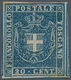 00921 Italien - Altitalienische Staaten: Toscana: 1860, Provisional Government, 20 Cents Blue, Mint With O - Toskana