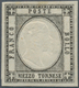 00931 Italien: 1861: COLOR ERROR Of The ½ Tornese BLACK Instead Of Green, All Sides Wide Magins With Full - Poststempel