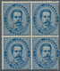 00952 Italien: 1879, 25 Cents Blue "Umberto I", Block Of Four, MNH; With Raybaudi Certificate (1997). ÷ 18 - Marcofilie