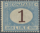 01006 Italien - Portomarken: 1870: Postage Due, 1 Lira Light Blue And Brown, Mint With Orignal Gum; Certif - Strafport