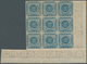 01119 Dänemark: 1855 2s. Blue, Imperforated, Dotted Spandrels, Bottom Right CORNER BLOCK OF NINE, MINT NEV - Brieven En Documenten