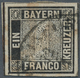 01166 Bayern - Marken Und Briefe: 1849, Schwarzer Einser 1 Kr. Schwarz, Platte 1 Mit Plattenfehler: Linke - Other & Unclassified