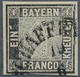 01169 Bayern - Marken Und Briefe: 1849, Schwarzer Einser 1 Kr. Schwarz, Platte 1 Mit Plattenfehler: Randli - Other & Unclassified