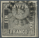 01179 Bayern - Marken Und Briefe: 1849, Schwarzer Einser 1 Kr. Schwarz, Platte 2 Mit GMR "18", Farbfrische - Andere & Zonder Classificatie