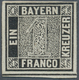 01184 Bayern - Marken Und Briefe: 1849, Schwarzer Einser 1 Kr. Tiefschwarz, Platte 1 Ungebraucht Ohne Gumm - Autres & Non Classés