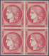 01455 Frankreich: 1849/1850, Ceres, Imperforate Proof Block Of Four In Carmine, Without Inscriptions, Very - Oblitérés