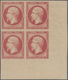 01465 Frankreich: 1860, 80 C Deep Carmine, Mint Block Of Four With Bottom Right Corner Sheet Margins, Fres - Gebruikt