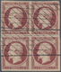 01466 Frankreich: 1853, 1 F Lake On Yellowish, Used Block Of 4 With Open Grill Cancellations, Large To Ver - Oblitérés