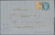 01471 Frankreich: 1865/1871, 10 C Bister On Yellowish Napoleon, Upper Half Used As 5 C, Together With 20 C - Gebraucht