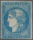 01480 Frankreich: 1870, Bordeaux 20c. Blue, Type I, Report 2, Fresh Colour, Close To Full Margins, Mint O. - Gebruikt