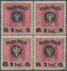 01554 Polen: 1918/1919: Second Lublin Issue, 3 Hal. On 15 H. Rose, Block Of Four With Additional Inverted - Brieven En Documenten