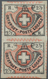 01617 Schweiz: 1850 'Winterthur' 2½ Rp. Schwarz/rot, SENKRECHTES PAAR Der Typen 42 Und 47, UNGEBRAUCHT Ohn - Neufs