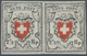 01619 Schweiz: 1850 'Orts-Post' 2½ Rp. Schwarz/rot Ohne Kreuzeinfassung, Waagerechtes Paar Der Typen 38+39 - Ongebruikt