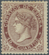 01648 Spanien: 1868, Isabela 19 Cuartos Chestnut, Perf. 13.9x14.1, Unused Mounted Mint. Magnificent, Signe - Gebraucht