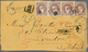 01650 Spanien: 1872, 20 Mils. Brown, A Horizontal Strip Of Four, Tied Pointed Diamond To Registered Front - Oblitérés