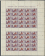 01670 Spanien: 1938, Labor Day, 45c. On 15c. Violet, RED Overprint, Complete Gutter Sheet Of 50 Stamps Wit - Gebraucht