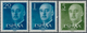 01694 Spanien: 1955, Definitives "General Franco", 20c. Blue, 1pts. Blue And 5pts. Olive-green, Three Colo - Gebruikt