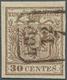 01871 Österreich - Lombardei Und Venetien: 1850 30 C. Braun, Type II Auf Handpapier, Entwertet Mit Oktogon - Lombardo-Vénétie