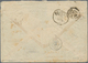 01922 Österreichische Post In Der Levante: 1867, 50 Soldi Braun Und Zwei 10 Soldi Blau Auf PD Letter Aus K - Levant Autrichien