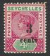 Seychelles, 3 C. On 4 C, 1893, Scott # 22, MH - Seychelles (...-1976)