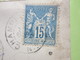 ENVELOPPE + LETTRE écrite à CHAMPLIN (58) 11/05/1900 Obitétrée CHAMPLEMY, NEVERS-GARE & PREMERY / Timbre Sage 15c Bleu - 1877-1920: Période Semi Moderne