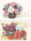 Gougeon,  Anniversaire, 2 Cartes, Oeillets,violettes, Roses,  2 Scans - Cumpleaños