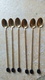 6 Longues Petites Cuillères Metal Doré Café Mazagran - Deco GRAIN DE CAFE Plastique 19cm Traces Oxydation - Deco Vintage - Cuillers