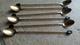 Delcampe - 6 Longues Petites Cuillères Metal Doré Café Mazagran - Deco GRAIN DE CAFE Plastique 19cm Traces Oxydation - Deco Vintage - Spoons