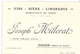 JOSEPH MILLERAT -VINS BIERES LIMONADES - DIGOIN  SAONE ET LOIRE - Visiting Cards