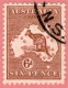 AUS SC #OB49 U 1923 6d Kangaroo Small "OS" W/flts CV $3.50 - Perfins