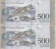 PAREJA CORRELATIVA DE VENEZUELA DE 500 BOLIVARES DEL 23 DE MARZO DEL 2017 EN CALIDAD EBC (XF)  (BANKNOTE) DELFIN-DOLPHIN - Venezuela