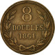 Monnaie, Guernsey, 8 Doubles, 1864, Heaton, Birmingham, TTB, Bronze, KM:7 - Guernesey