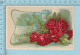 Fleurs Roses - Good Wish , Embossée, Fini Reluisant, CPA Cir 1910 - Fleurs