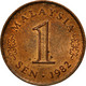 Monnaie, Malaysie, Sen, 1982, TB, Copper Clad Steel, KM:1a - Malaysie