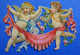 2 CHROMOS DECOUPIS   2 GROUPES D'ANGES   FLEURS DRAPERIE     LARGEUR 9 Cm - Angels