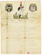 328 1813 Lettre Illustrée écrite De COURBEVOIE Le 15 Juin 1813 Ornée D'une Vignette Centrale Avec Portrait De L' EMPEREU - Army Postmarks (before 1900)