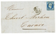 377 1855 20c(n°14) Bleu Fonçé Sur Vert (n°14i) TB Margé Sur Lettre De LYON. Cote 360€. Signé SCHELLER. TTB. - 1853-1860 Napoleon III