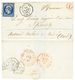 379 "Lettre Au TARIF INTERIEUR Réexpédiée En PORT FRONTALIER" : 1856 20c(n°14) Obl. PC + T.15 CHAGNY + Boite Rurale "J"  - 1853-1860 Napoleon III