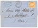 409 POSTE FERROVIAIRE : 1874 40c SIEGE(n°38) Obl. PGE + PARIS GARE DE L' EST, Pour MULHOUSE. TTB. - 1863-1870 Napoleon III With Laurels