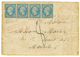 527 1863 FRANCE 20c(n°22)x4 Obl. ANCRE + Cachet Rarissime POS.AN.V SUEZ PAQ F. DONNAI En Rouge Sur Lettre Taxée 8 Avec T - Poste Maritime