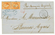 530 1864 Paire 40c(n°23) Obl. ANCRE + Trés Rare Cachet BEARN 25 Janv 64 Sur Lettre (1 Rabat Absent) De BORDEAUX Pour BUE - Poste Maritime