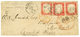 1175 SARDINIA To USA : 1861 40c(x3) 2 Stamps With 4 Margins , 1 Stamp Just Touched At Base Canc. GENOVA On Envelope(faul - Unclassified