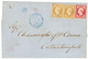 1208 ROMANIA - French P.O. : 1864 FRANCE 80c + Pair 10c Canc. GC 5085 + GALATZ MOLDAVIE In Blue On Cover To CONSTANTINOP - Autres & Non Classés