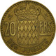 Monnaie, Monaco, Rainier III, 20 Francs, Vingt, 1950, TB+, Aluminum-Bronze - 1949-1956 Franchi Antichi